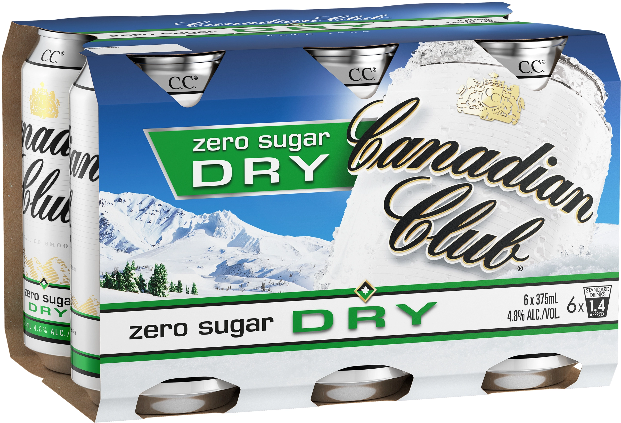 Canadian Club and Zero Sugar Dry Cans 6x375ml