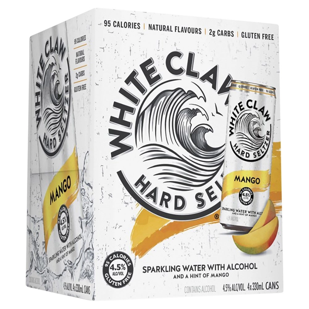 White Claw Hard Seltzer Mango Cans 4x330ml