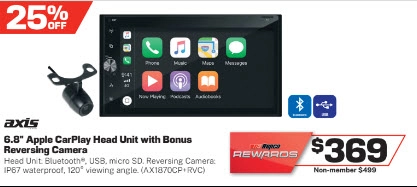 Axis 6.8in Head Unit with Bonus Reverse Camera - AX1870CP+RVC