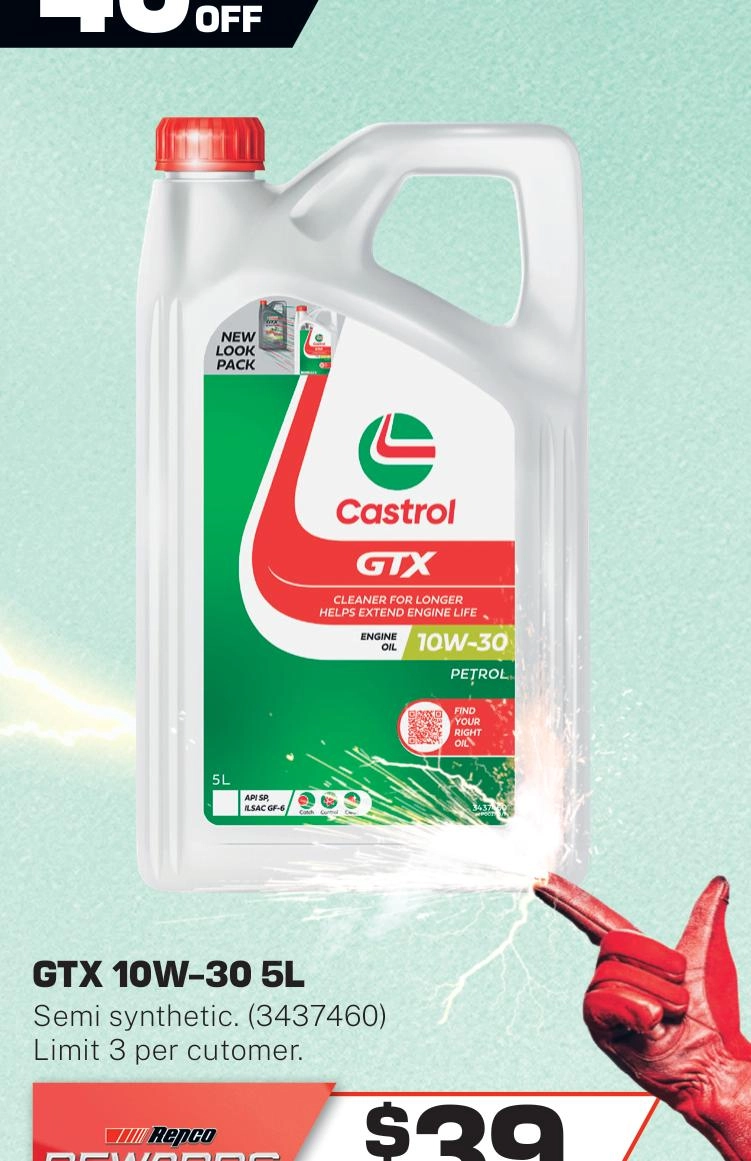 Castrol GTX 10W-30 Engine Oil 5L - 3437460