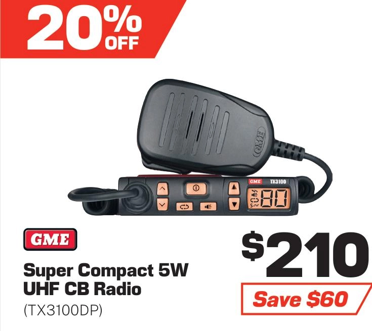 GME UHF CB Radio 5 Watt Super Compact - TX3100DP