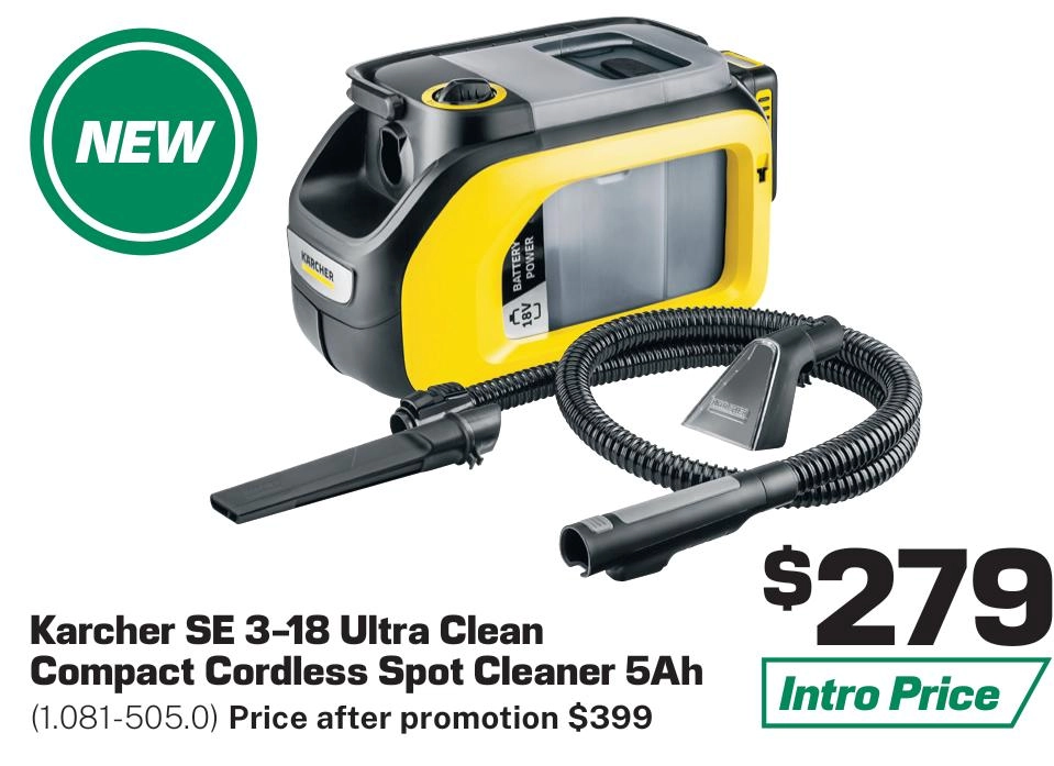 Karcher SE 3-18 Ultra Clean Compact Cordless Spot Cleaner 5Ah