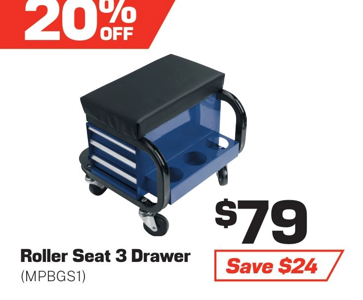 Mechpro Blue 3 Drawer Roller Seat - MPBGS1