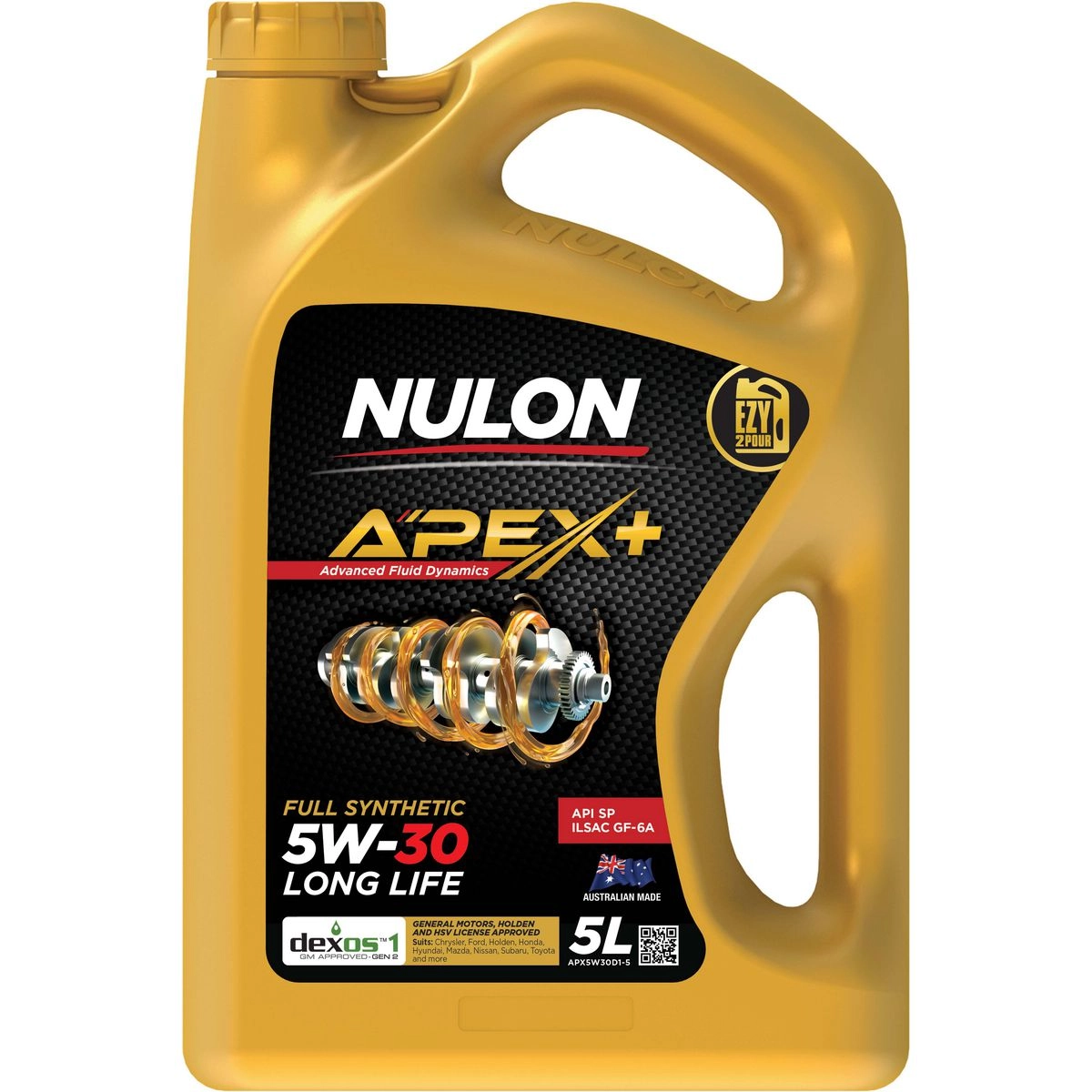 Nulon Apex+ Full Synthetic Long Life 5W-30 Engine Oil 5L - APX5W30D1-5