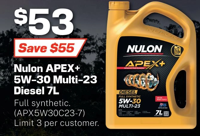 Nulon Apex+ Full Synthetic Multi-23 Diesel 5W-30 Engine Oil 7L - APX5W30C23-7