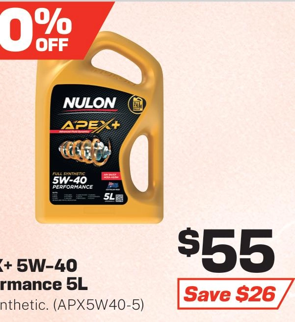 Nulon Apex+ Full Synthetic Performance 5W-40 Engine Oil 5L - APX5W40-5