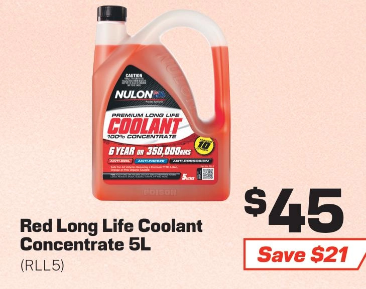 Nulon Long Life Red Coolant Concentrate 5L - RLL5