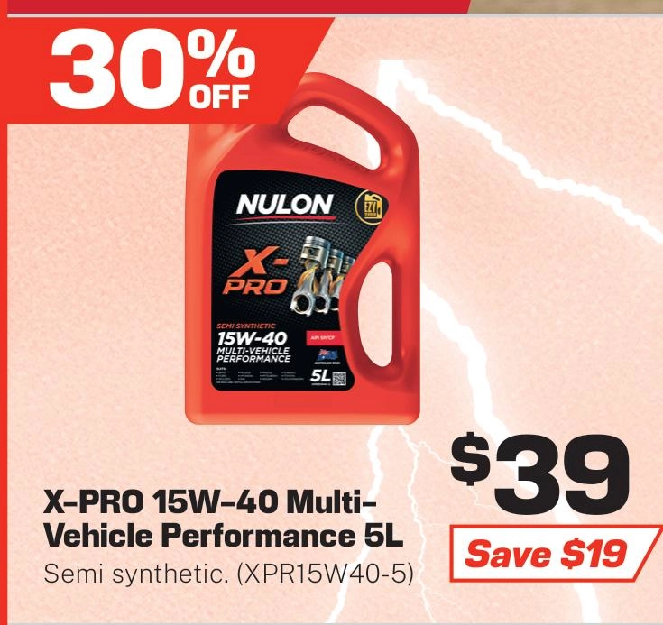 Nulon X-PRO 15W-40 Engine Oil Semi Synthetic Multi-Vehicle Performance 5L - XPR15W40-5