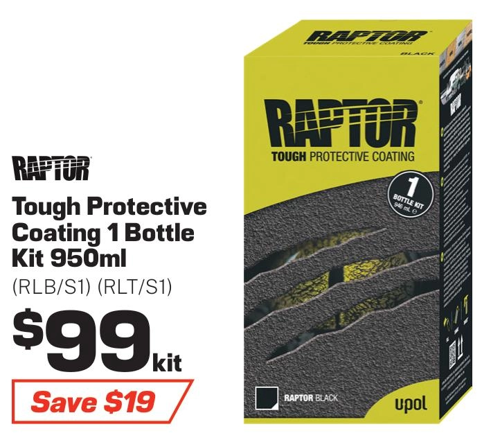 Raptor Tough Protective Coating 1 Bottle Kit - Black 950ml - RLB/S1