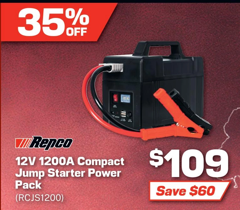 Repco 12V 1200A Sealed AGM Battery Jump Starter - RCJS1200