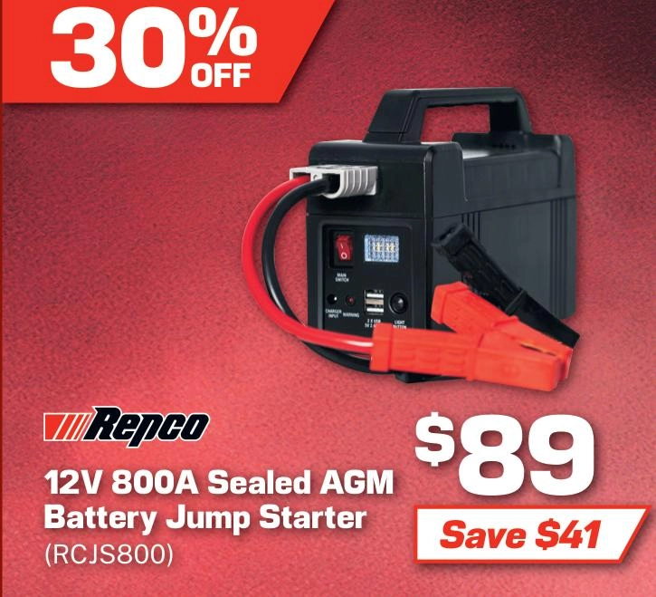 Repco 12V 800A Sealed AGM Battery Jump Starter - RCJS800