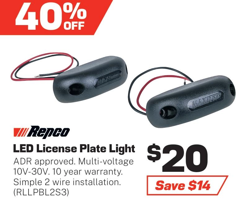 Repco LED License Plate Lamps Pair 10-30V 70x25x26mm - RLLPBL2S3