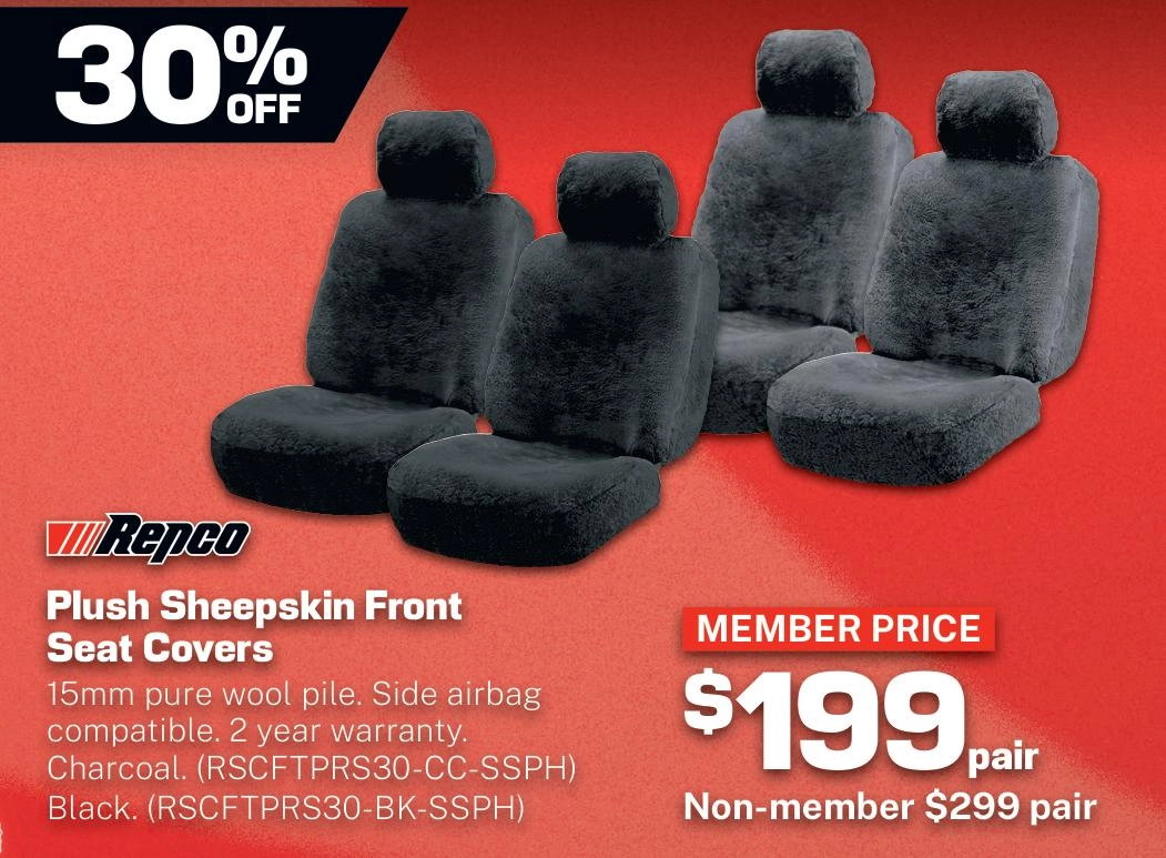 Repco Plush Sheepskin Front Seat Covers