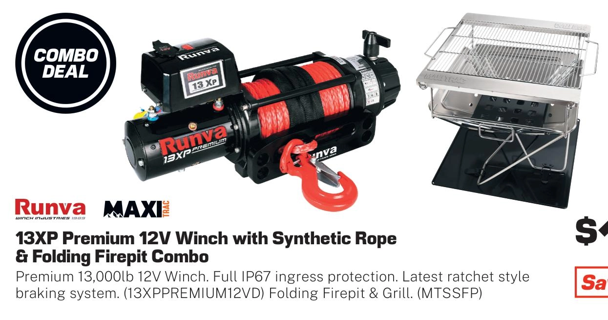 Runva 13XP Premium 12V Winch with Synthetic Rope - 13XPPREMIUM12VD