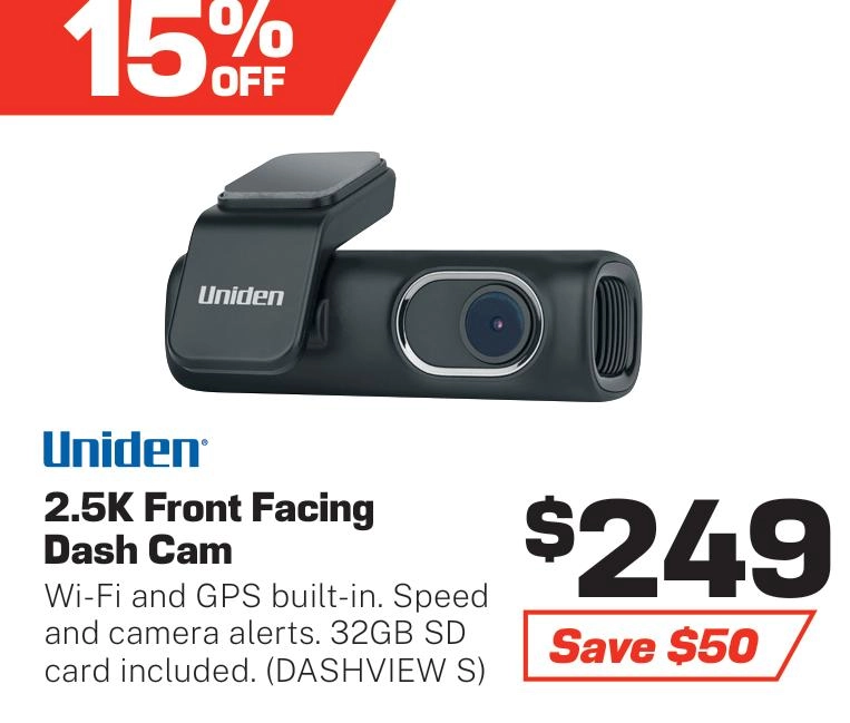 Uniden Dash Cam 2.5K Front Facing - DASHVIEW S