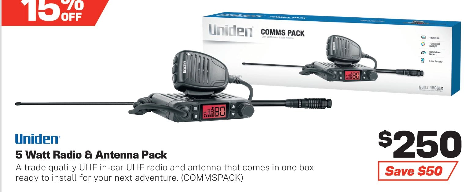 Uniden UHF CB 5W Comms Pack - COMMSPACK