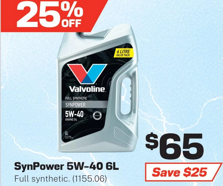 Valvoline Synpower 5W-40 Engine Oil 6L