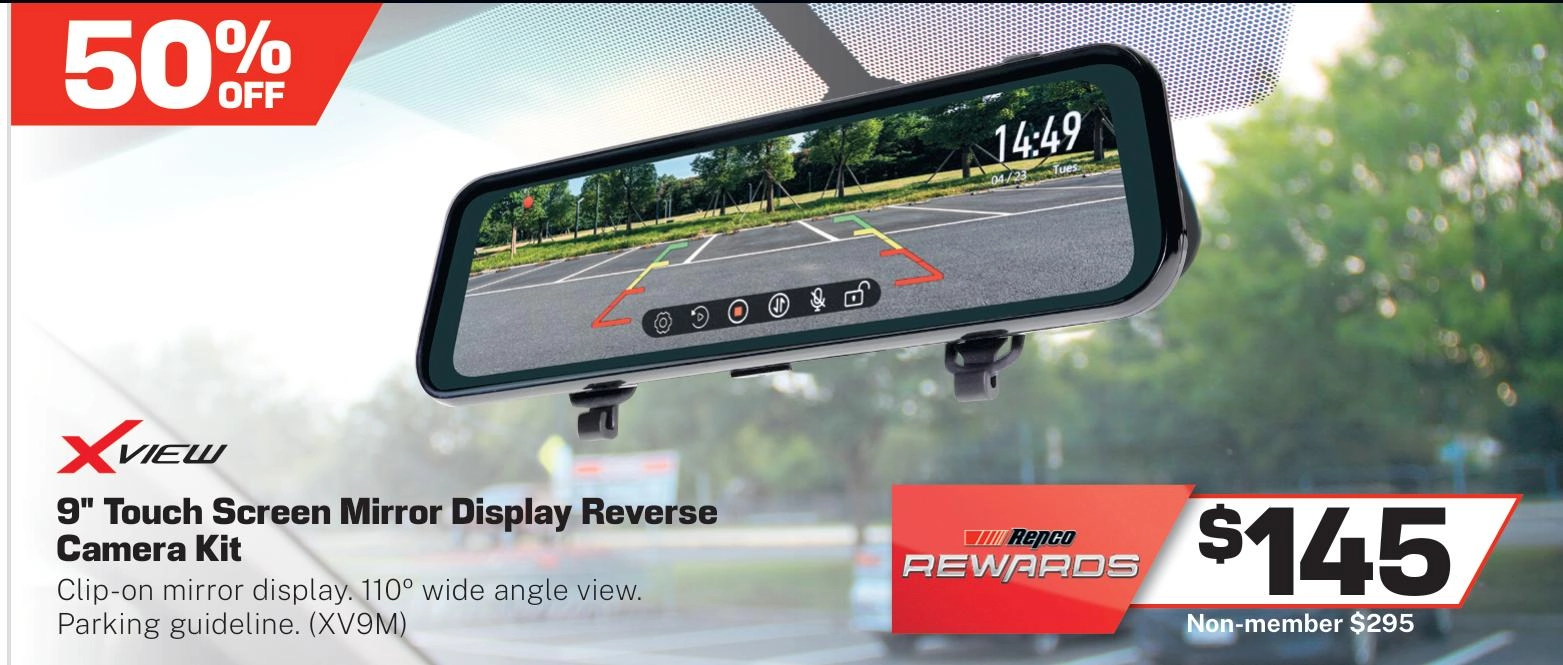 XVIEW 9in High Resolution Mirror Monitor with HD 1080P Reverse & Live Stream Camera - XV9M