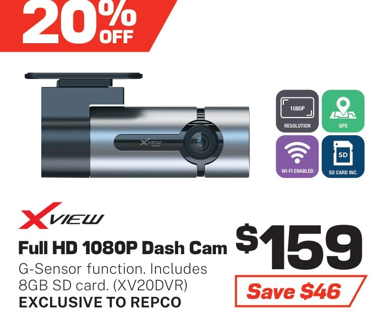 XVIEW Dash Cam 1080P Full HD Wi-Fi - XV20DVR