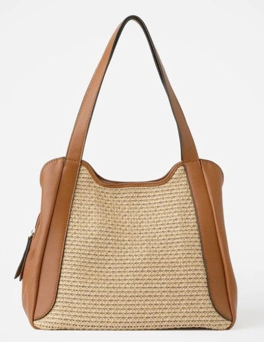 Basque Santa Fe Tote in Tan/Natural