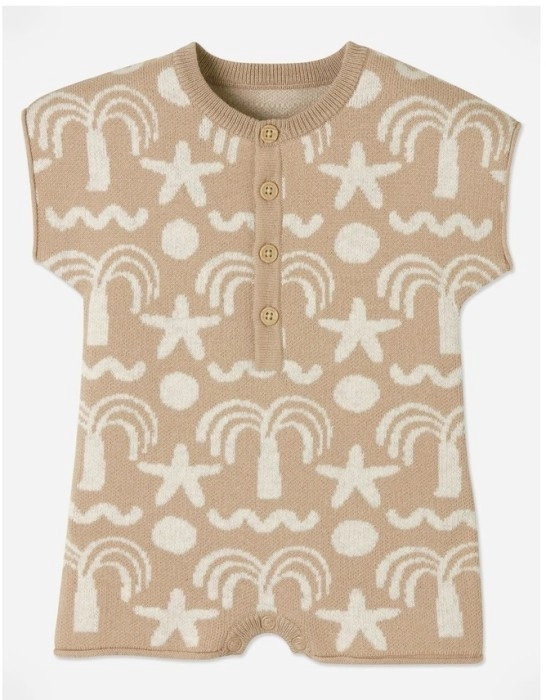 Jack & Milly Fully Fashioned Knit Romper - Light Brown