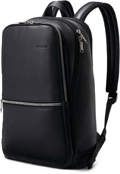 Samsonite Leather Slim Back Pack in Black