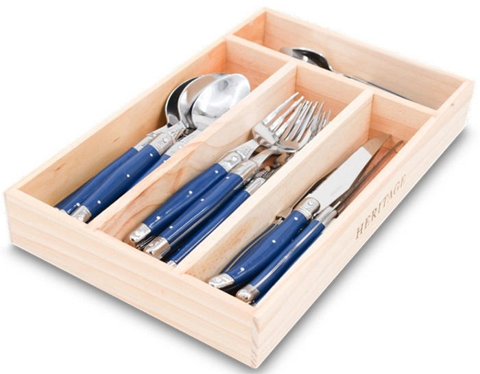 Heritage 24pc Laguiole Cutlery Set in Blue