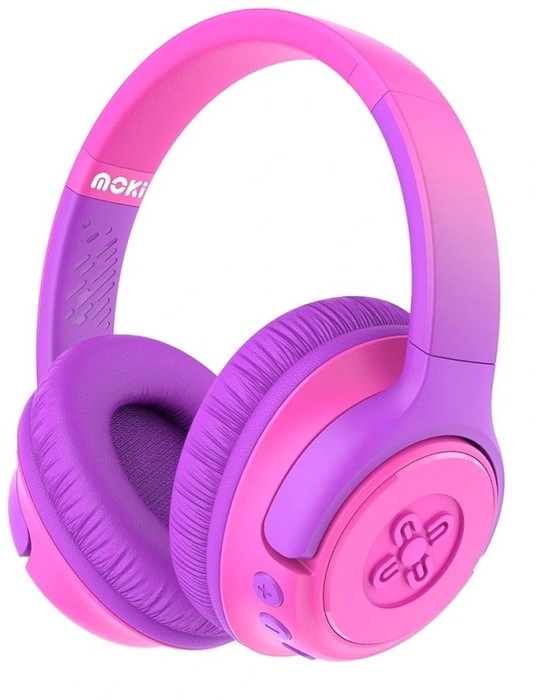 Moki Mixi Kids Volume Limited Wireless Headphones in Pink and Purple