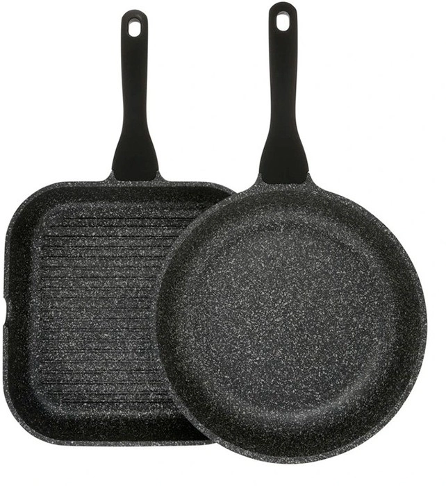 The Cooks Collective Classic Cast Aluminium Frypan and Grill Pack 26 and 28cm