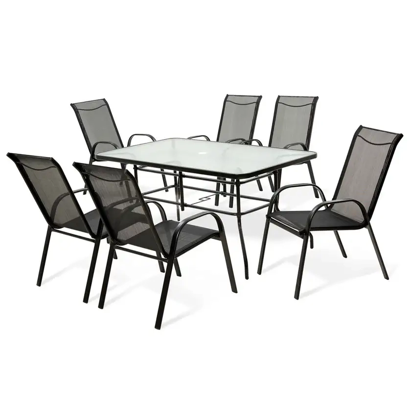 Aiden 6 Seater Steel Dining Setting