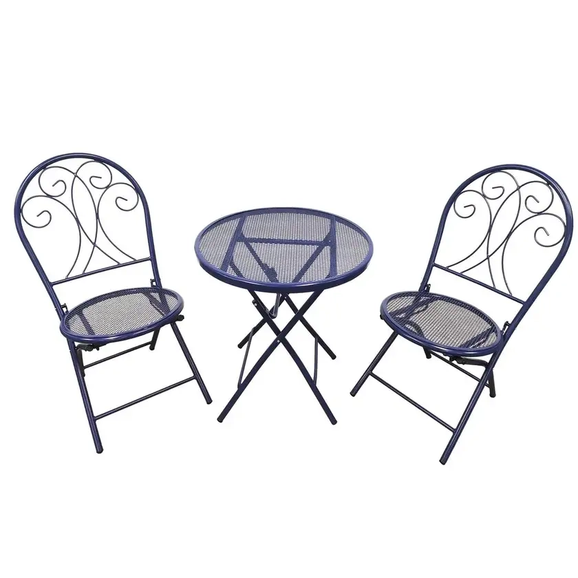 Chloe 2 Seater Steel Café Setting - Dark Blue