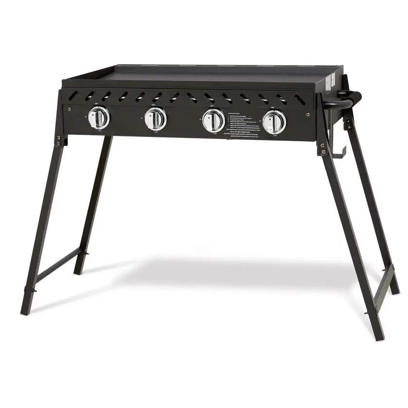 Grilled 4 Burner BBQ Solid Plate with Folding Legs