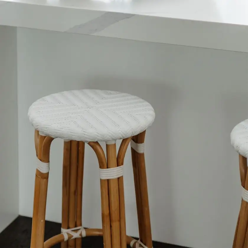 Indoor Rattan Stool - White