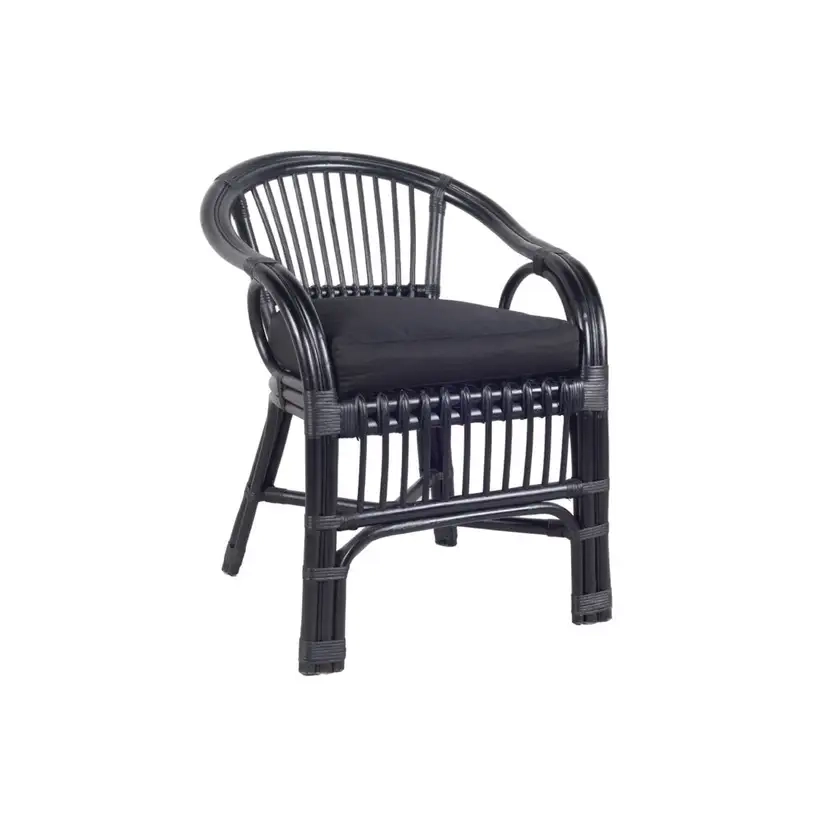 Moroccan Black Occasional Rattan Chair