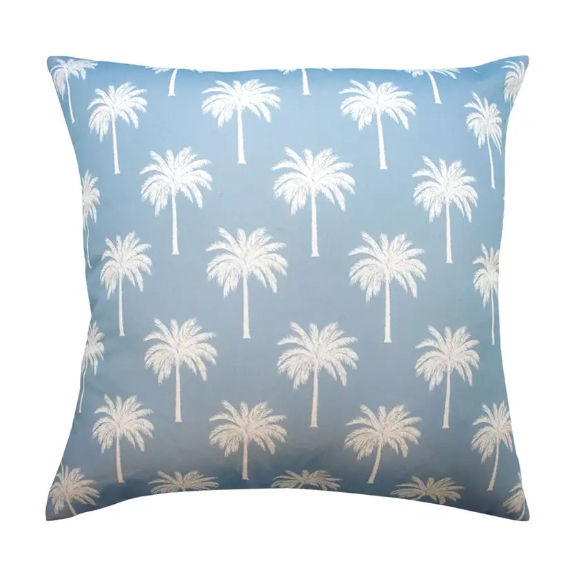 Outdoor 45cm Cushion - Tropical Palm Blue/White