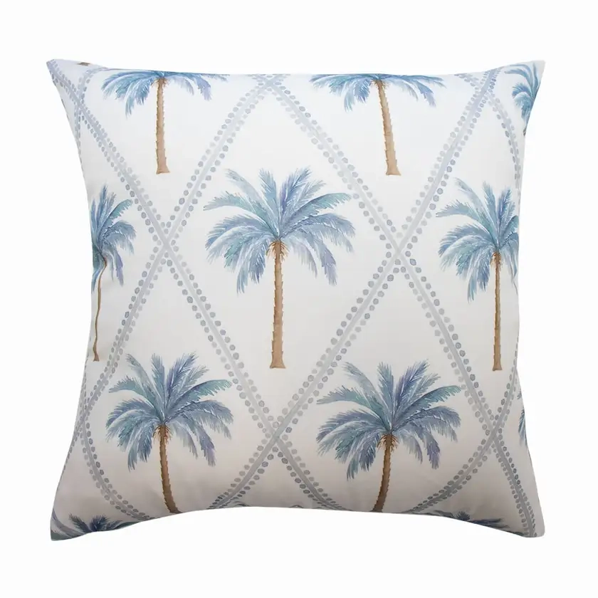 Outdoor 45cm Cushion - Tropical Palm White/Blue