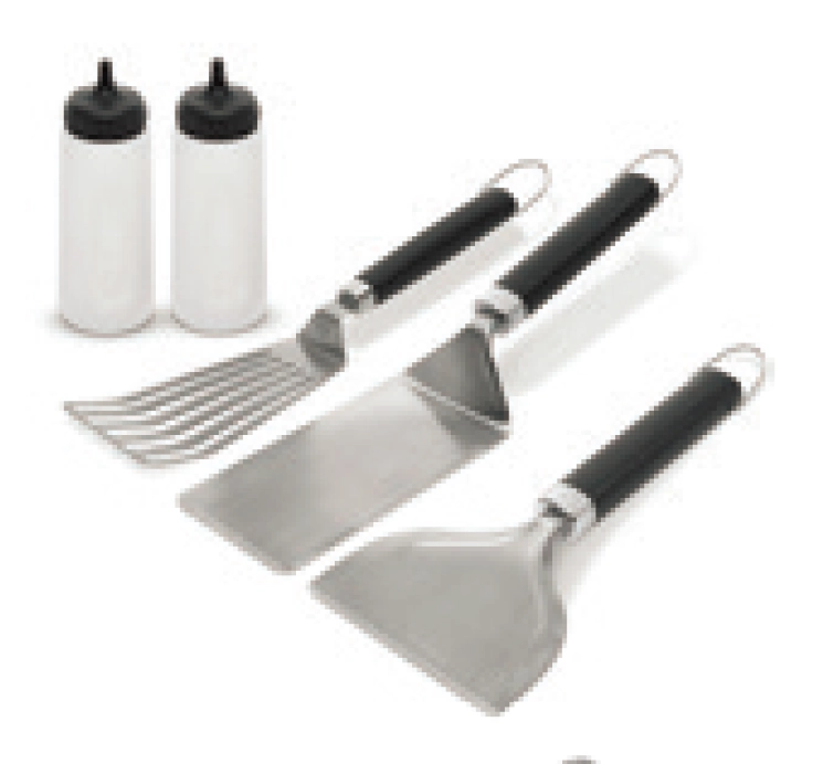 Weber Slate Griddle Cooking Essentials Set Includes Spatula, Flexible Spatula, Scraper & 2 x Squeeze Bottles