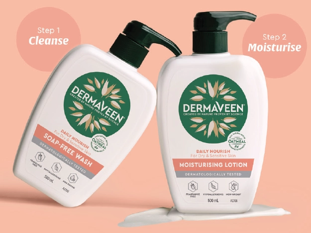 DermaVeen Daily Nourish Soap Free Wash or Moisturising Lotion 500ml