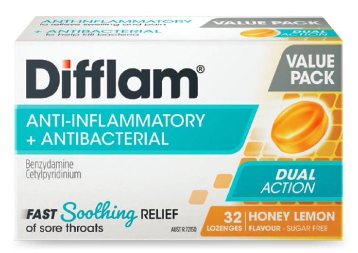 Difflam Dual Action Honey & Lemon 32 lozenges