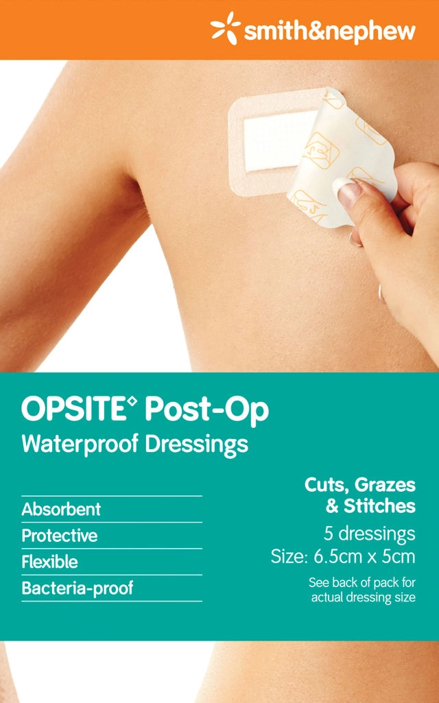 Opsite Post-Op Waterproof Barrier Dressing 6.5cm × 5cm 5 Pack