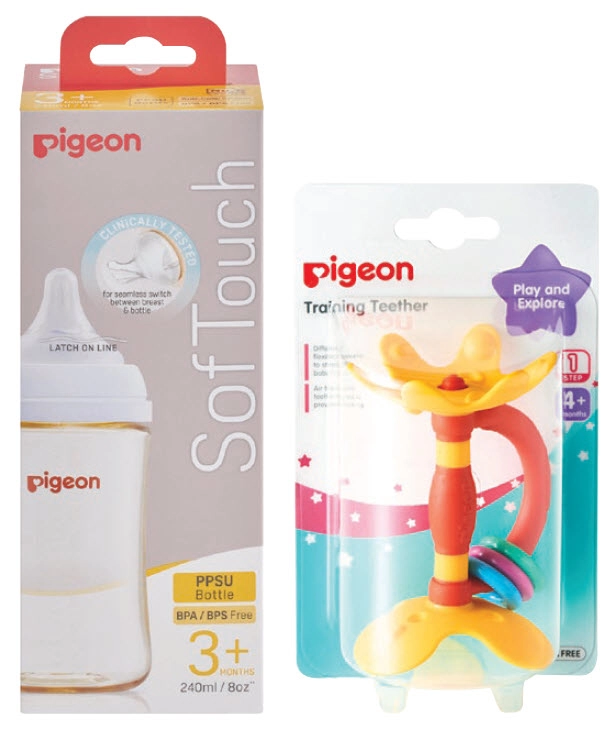 Pigeon Softouch 3 Nursing Bottle PPSU Medium 240ml or Training Teether Step 1