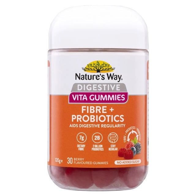 Nature’s Way Digestive Vita Gummies Fibre + Probiotics 30 Berry Flavoured Gummies