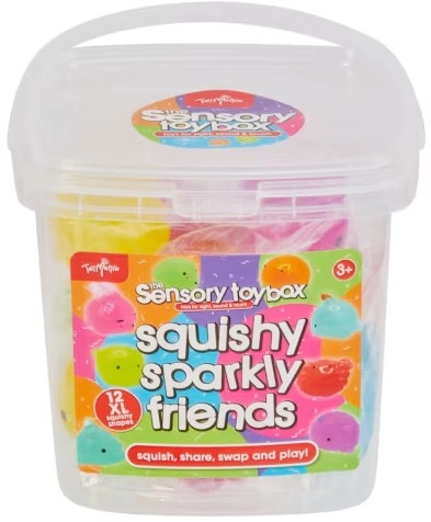 12 Pack ToyMania The Sensory Toy Box Squishy Sparkly Friends Set