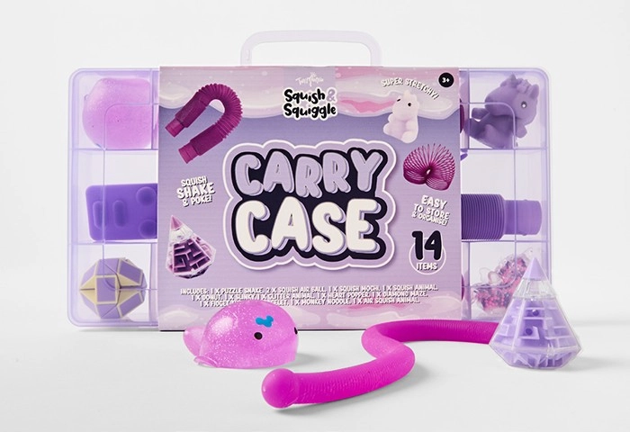 14 Piece ToyMania Squish and Squiggle Carry Case - Assorted