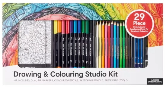 29 Piece Drawing and Colouring Studio Kit