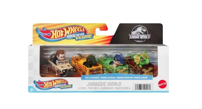 4 Pack Hot Wheels RacerVerse Jurassic World Vehicles