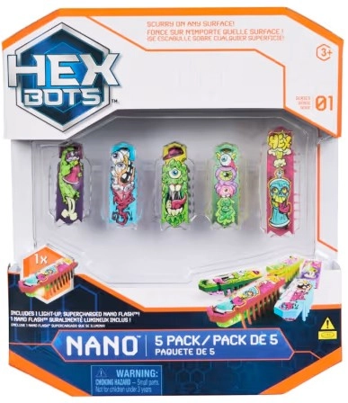 5 Pack Hex Bots Series 1 Nano Flash Toy