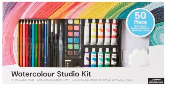 50 Piece Watercolour Studio Kit