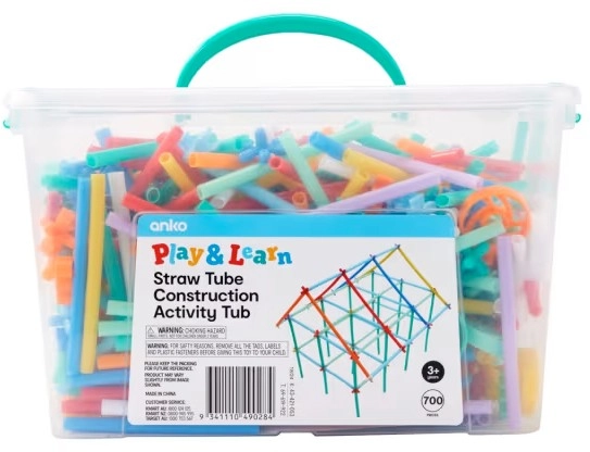 700 Piece Play and Learn Straw Tube Construction Activity Tub