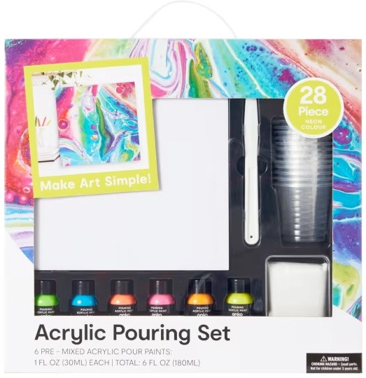 NEW 28 Piece Acrylic Pouring Set - Neon